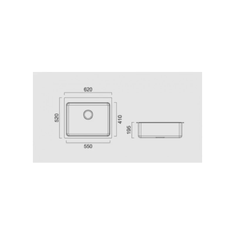 Кухненска мивка Inter Ceramic, 62х52см, ICGS 8106, композитен материал, черен  цвят